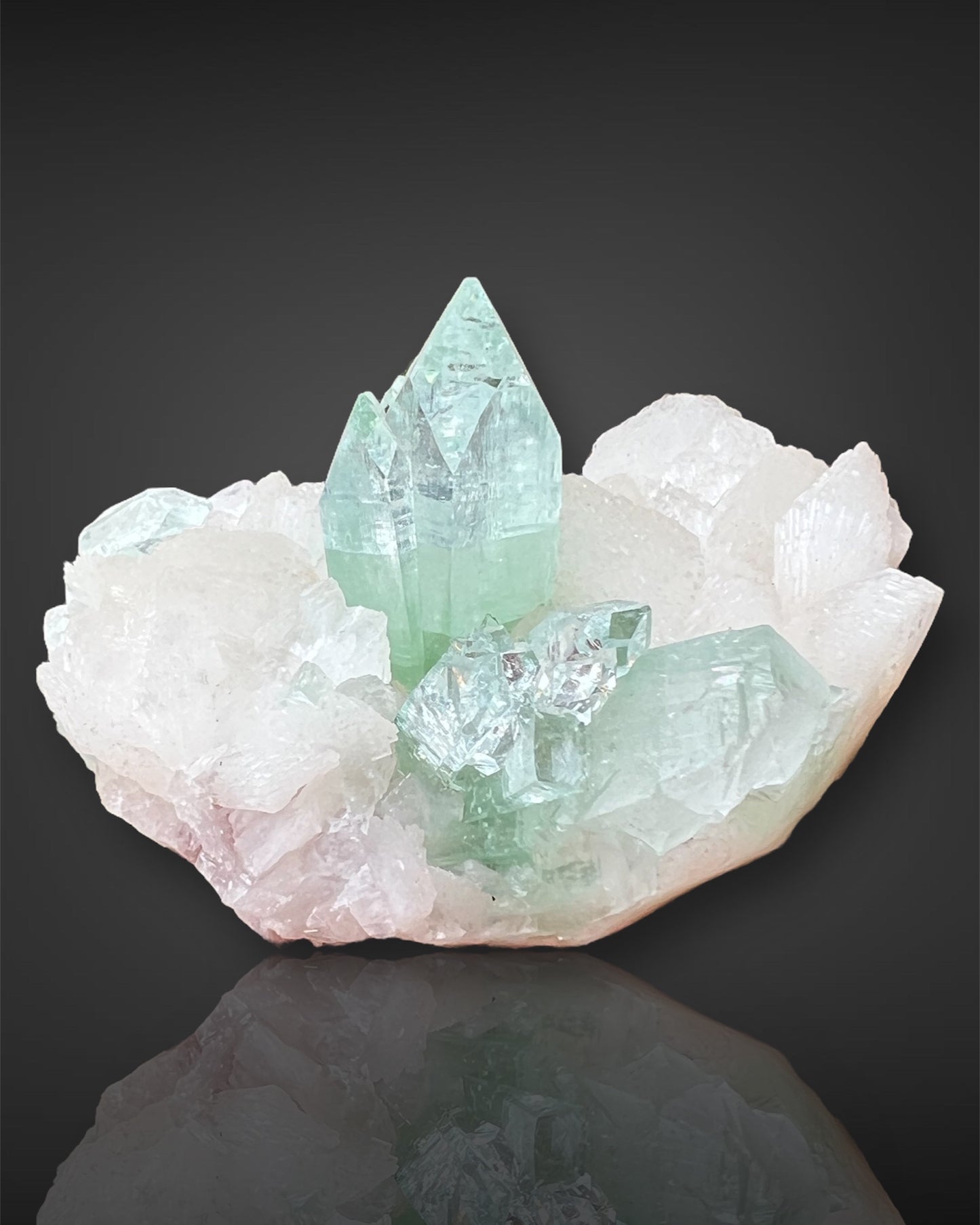 Green Apophyllite on Stilbite from Maharashtra, India