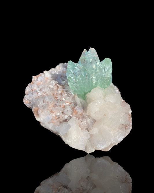 Green Apophyllite on Stilbite from Maharashtra, India