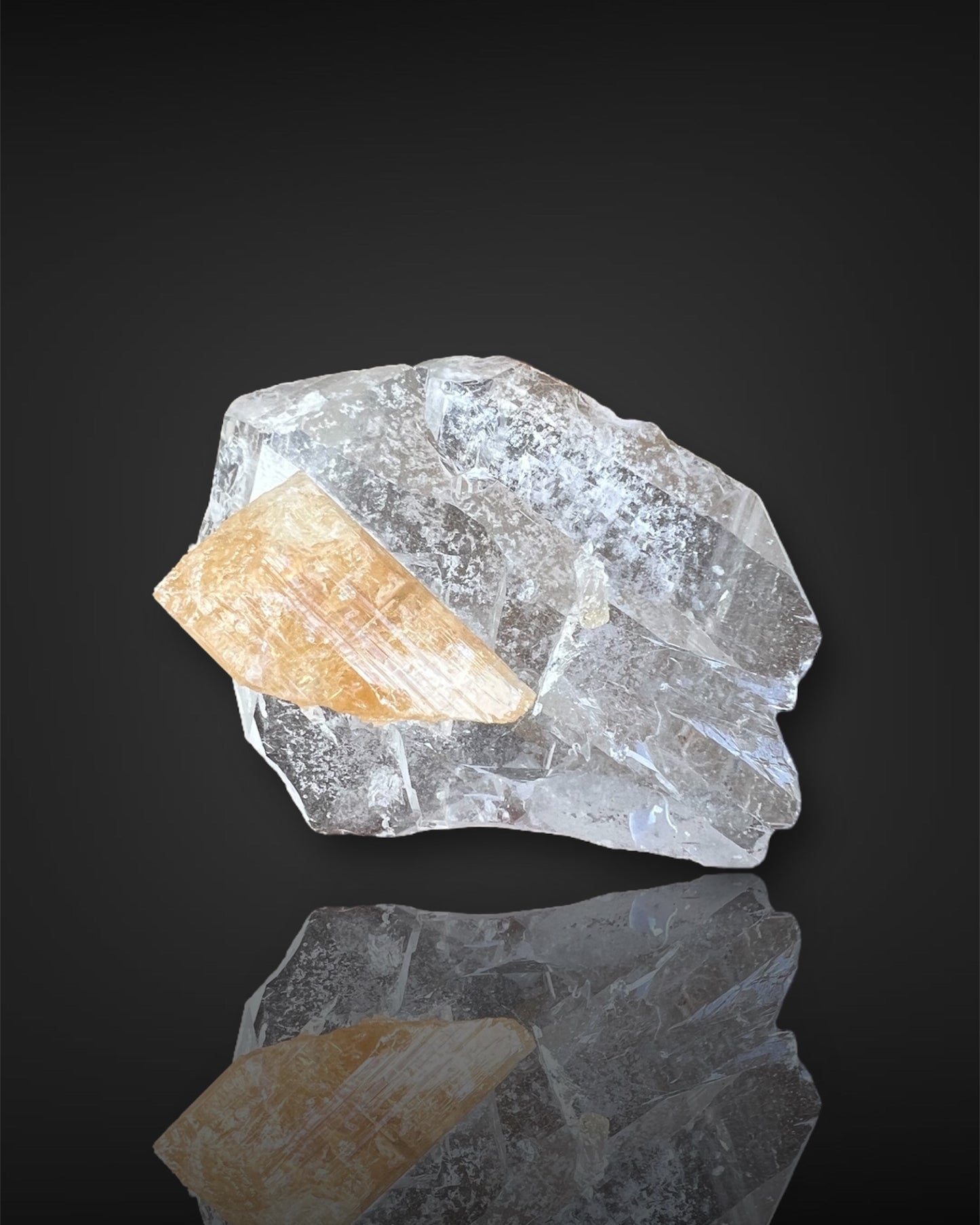 Imperial Topaz on Gem Tabular Quartz from Ouro Preto, Brazil